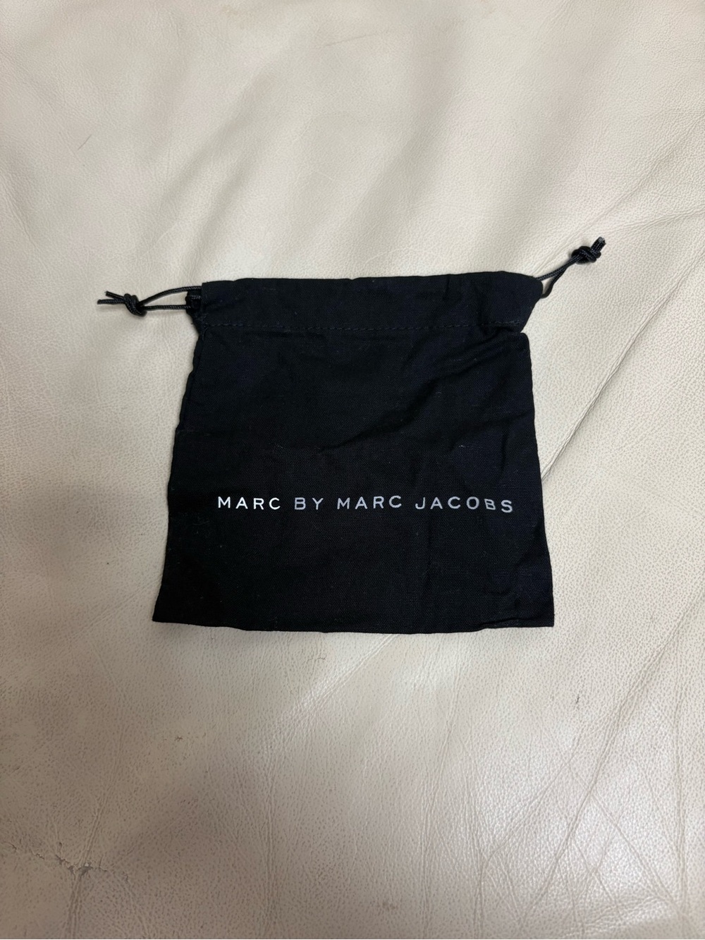 Marc by Marc Jacobs Small Black Drawstring Pouch 5 x 5 White Logo